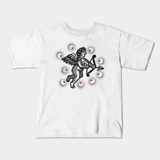 Cupid Boy angel pushing the terrestrial globe Kids T-Shirt